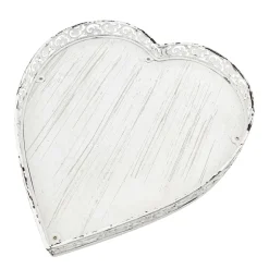 Deko Tablett Herz weiß, Metallschale mit Muster - used look, 25x28x4cm