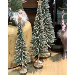 Deko Tannenbaum mit Goldstern, Filzbaum 2-farbig auf Holzfuß, 56cm