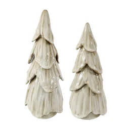 Deko Tannenbaum, schlichter Keramikbaum creme-braun, 25cm
