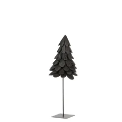 Deko Tannenbaum Teak schwarz, Tanne aus Naturholz auf Eisenständer, 70cm, WMG Grünberger