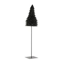 Deko Tannenbaum Teak schwarz, Tanne aus Naturholz auf Eisenständer, 150cm, WMG Grünberger