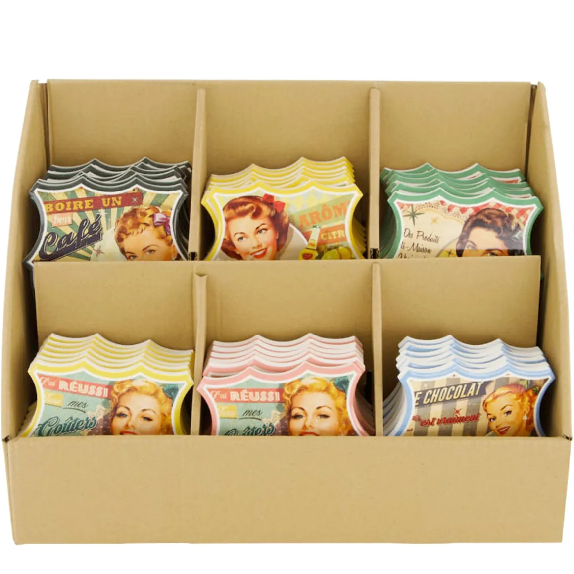 Deko Untersetzer Retro, Keramikuntersetzer Werbemotive, 6 unterschiedliche Motive, 10cm, DIJK Natura