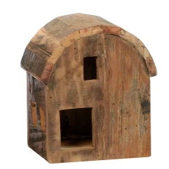 Deko Vogelhaus Altholz, rustikales schlichtes Holzhaus mit Runddach, WMG Grünberger