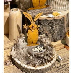 Deko Vogelnest Natur, kleines Weidennest mit Wachteleier und Federn, Ø6cm