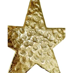 Deko Weihnachtsstern gold beschlagen, Metallstern mit deutlichem Relief auf Holzsockel, 28x28cm, Aufsteller