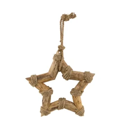 Deko Weihnachtsstern Rustikal, Holzstern Naturholz mit Seile, 33cm
