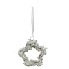 Deko Weihnachtsstern silber, Sternhänger mit länglichen Acrylperlen, 10cm, Hänger