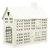 Deko Windlicht Haus mit vielen Fenstern, weiß used look, Metallhaus für Fensterbank, 28x23cm