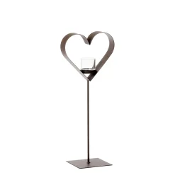 Deko Windlicht Herz Anna, breites Metallherz auf Metallständer, 55cm, WMG Grünberger