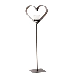 Deko Windlicht Herz Anna, breites Metallherz auf Metallständer, 70cm, WMG Grünberger
