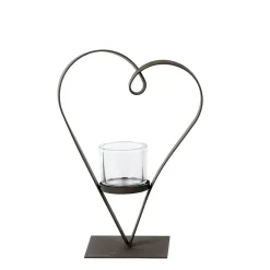 Deko Windlicht Herz Diana, geschwungenes Metallherz auf Fuß, 25cm, WMG Grünberger