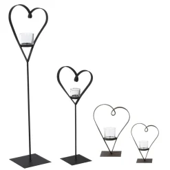 Deko Windlicht Herz Diana, geschwungenes Metallherz auf Fuß, 25cm, WMG Grünberger