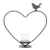 Deko Windlicht Herz Elisa, Metallherz mit Vogel auf Metallständer, 40cm, WMG Grünberger