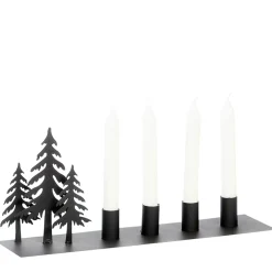 Eisen Kerzenständer Tannen, Advents Kerzenhalter für Stabkerzen, 15x40cm, WMG Grünberger