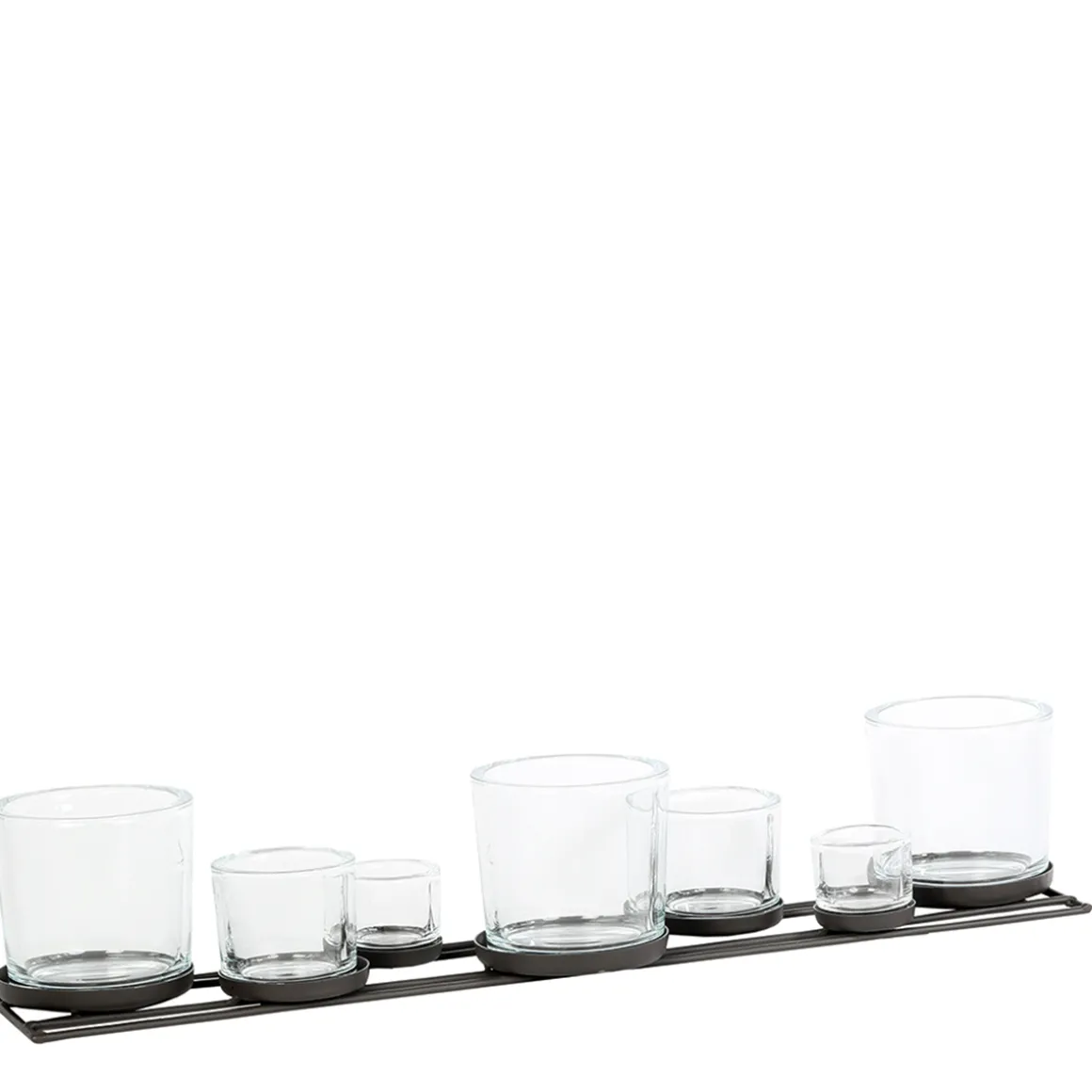 Eisen Windlicht Lincoln nieder, 7 Gläser in unterschiedlichen Größen, 70cm, WMG Grünberger