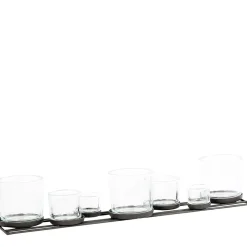 Eisen Windlicht Lincoln nieder, 7 Gläser in unterschiedlichen Größen, 70cm, WMG Grünberger