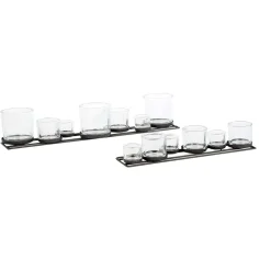 Eisen Windlicht Lincoln nieder, 7 Gläser in unterschiedlichen Größen, 70cm, WMG Grünberger