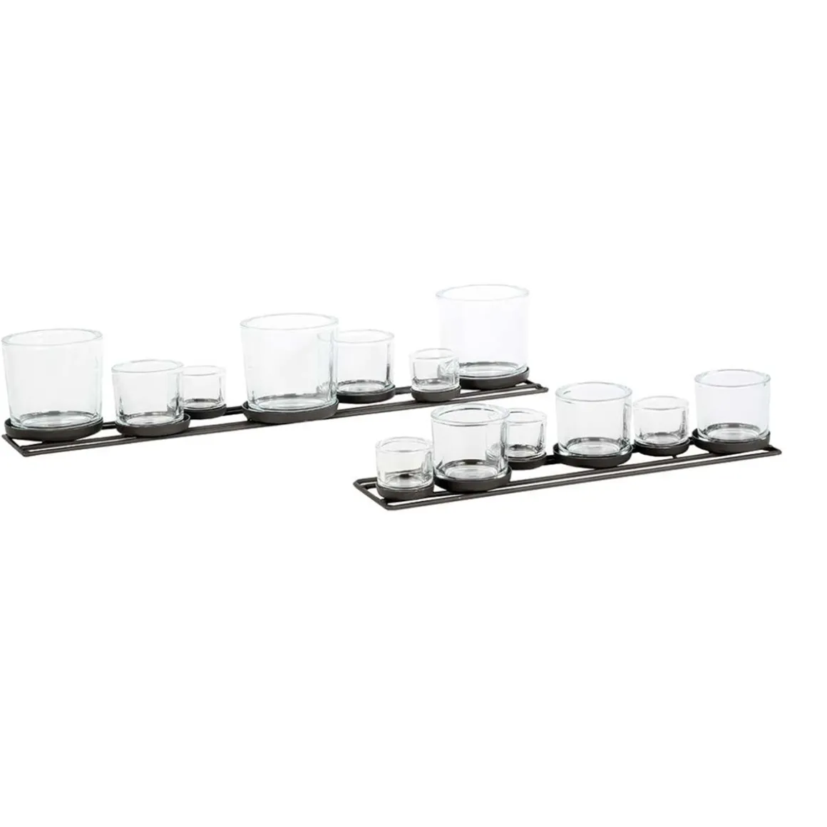 Eisen Windlicht Lincoln nieder, 7 Gläser in unterschiedlichen Größen, 70cm, WMG Grünberger