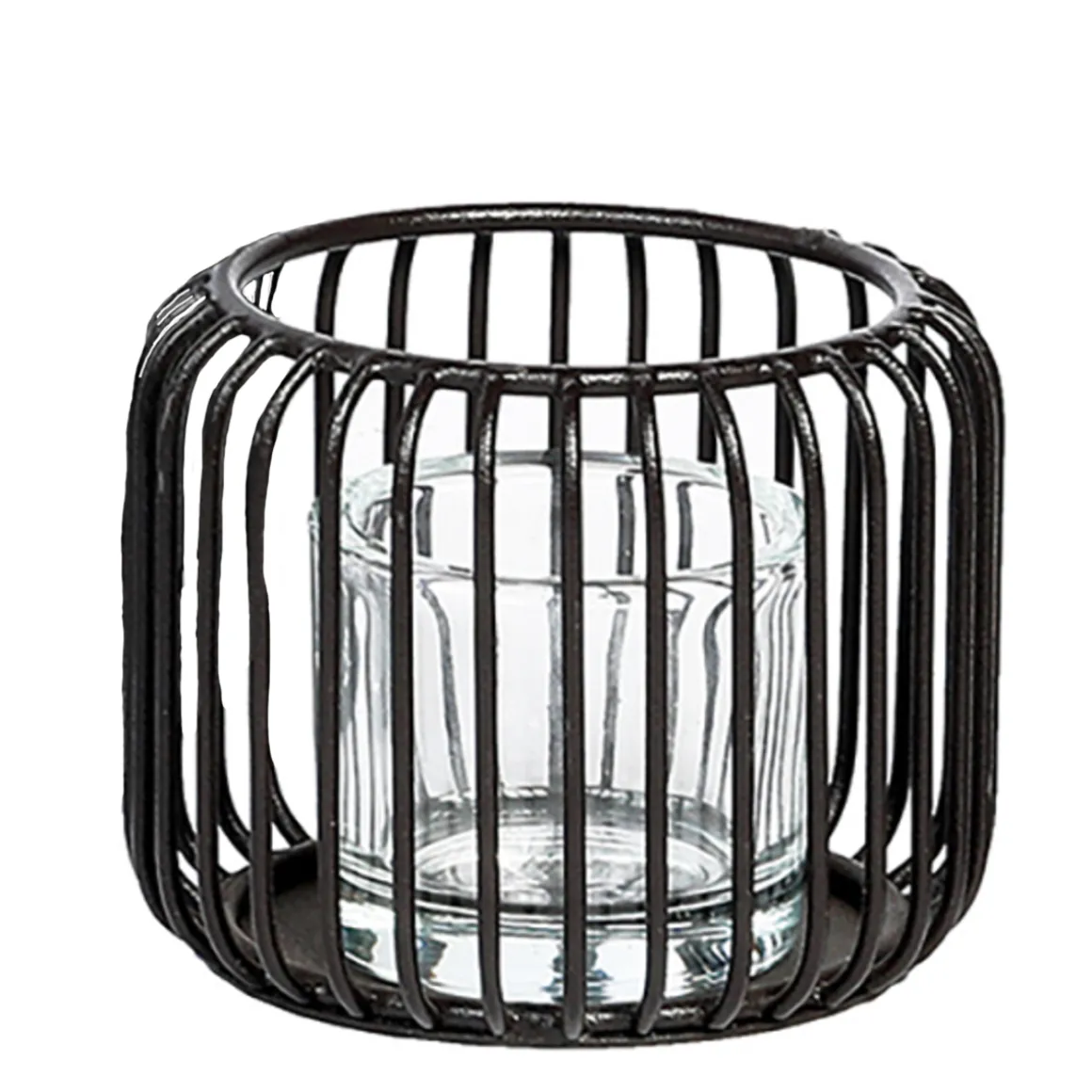 Eisen Windlicht Pino, Kerzenhalter schwarz, 10x12cm, WMG Grünberger