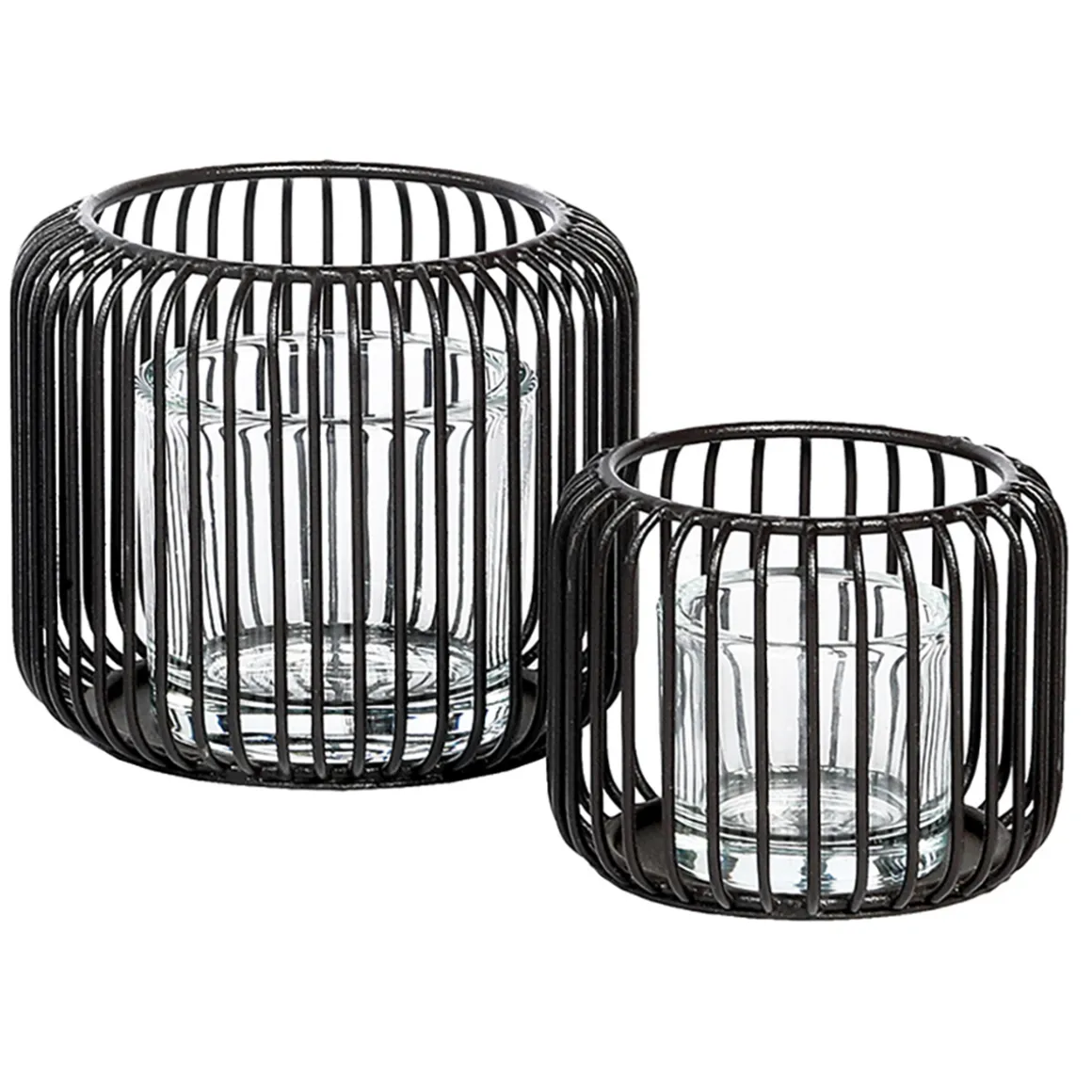 Eisen Windlicht Pino, Kerzenhalter schwarz, 10x12cm, WMG Grünberger