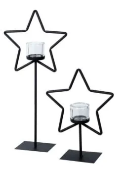 Eisen Windlicht Stern, Weihnachtsstern auf Metallständer, 30cm, WMG Grünberger