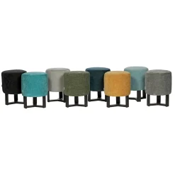 Eisenhocker Emma mit weichem Boston Stoffüberzug, forest-grün, 45cm, WMG Grünberger