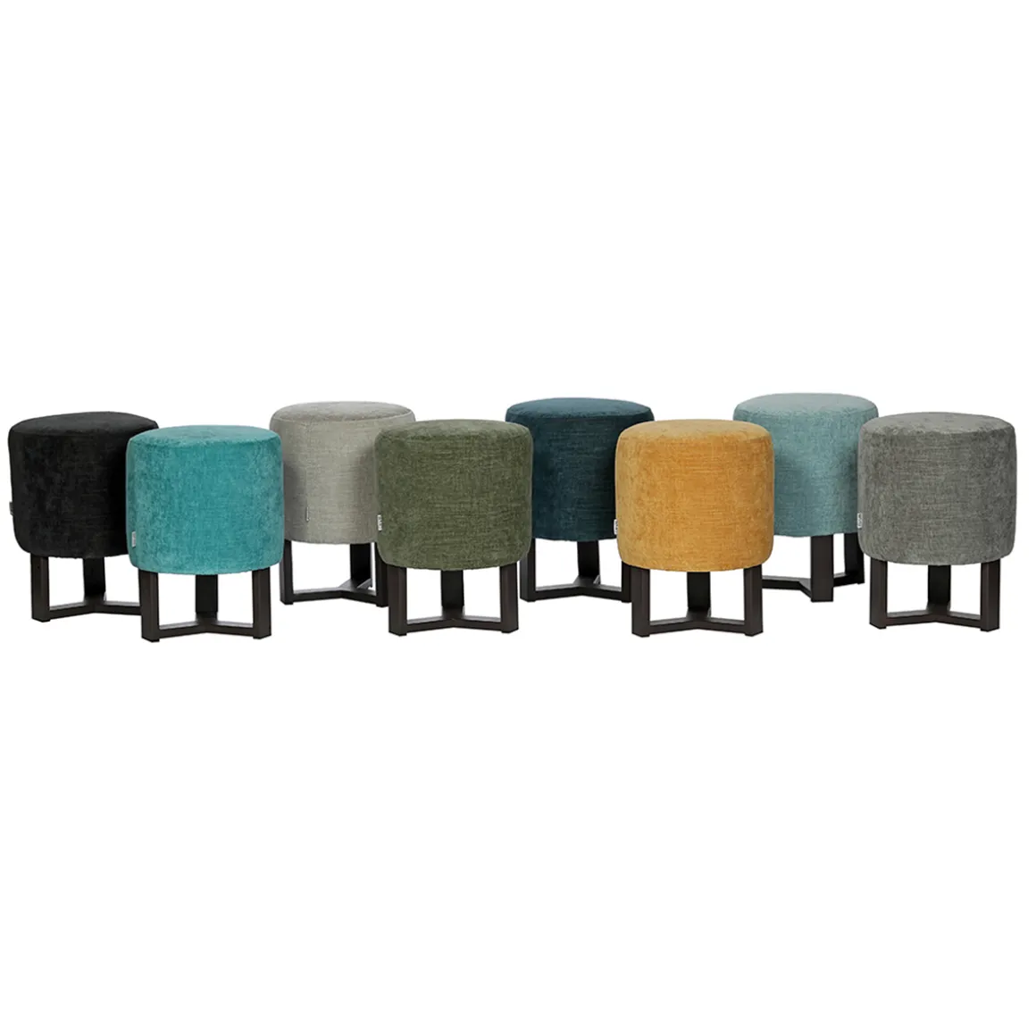 Eisenhocker Emma mit weichem Boston Stoffüberzug, forest-grün, 45cm, WMG Grünberger