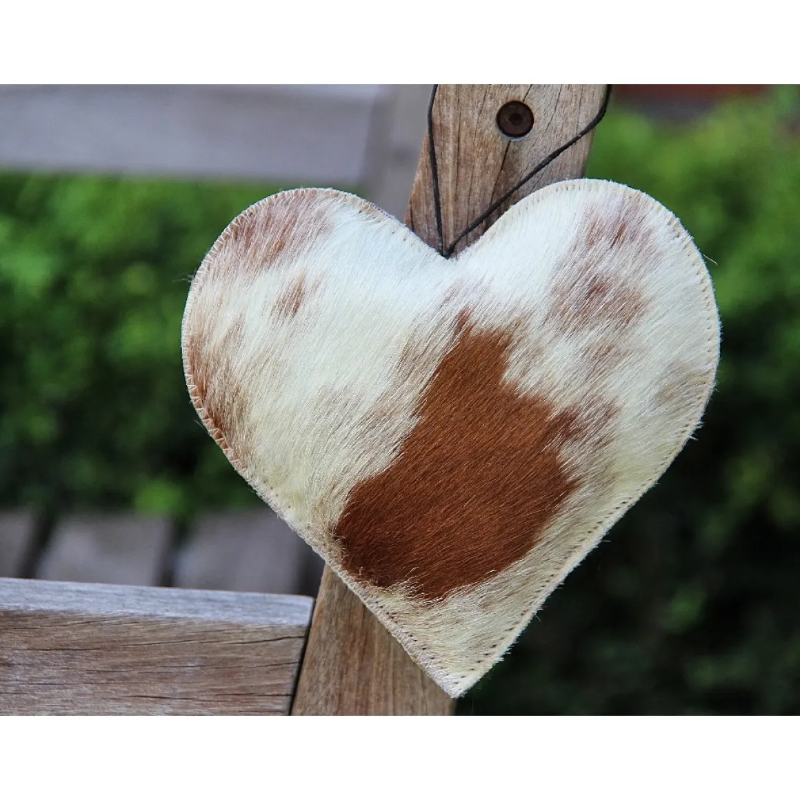 Fell Herz, Kuhfellherz braun-weiß, 20cm, Hänger, Mars & More