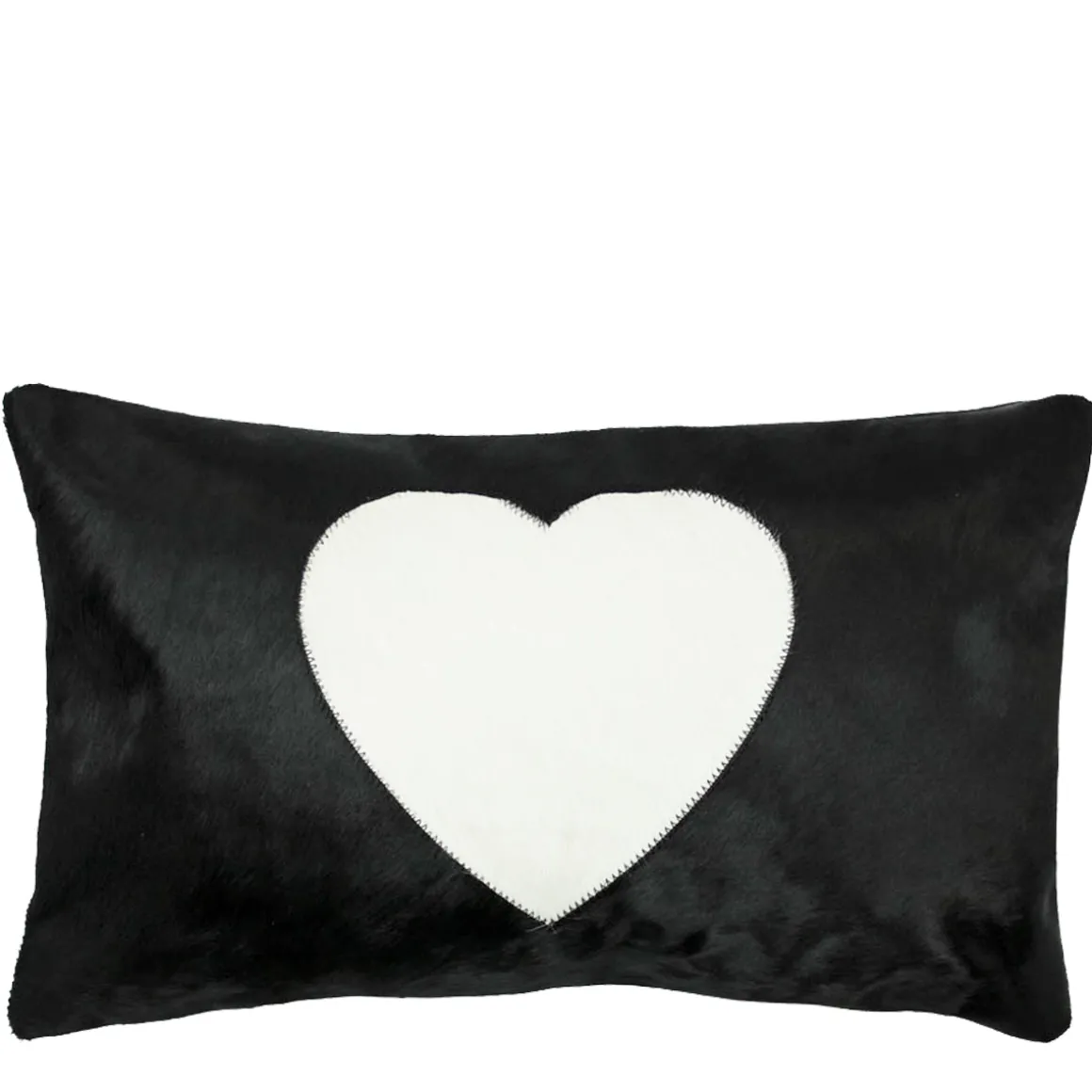 Fellkissen Herz, Kuhfell mit Herzapplikation, schwarz, 30x50cm, Mars & More
