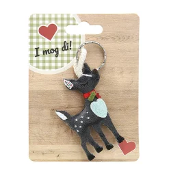 Filz Schlüsselanhänger Reh "I mog di" dunkelgrau, Gilde