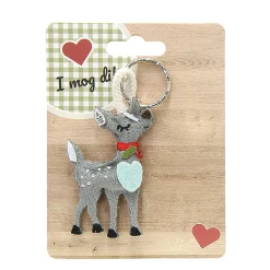 Filz Schlüsselanhänger Reh "I mog di" hellgrau, Gilde