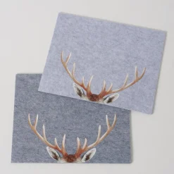 Filz Tischset Hirsch Aspen, Hirschgeweih, hellgrau, 45x35cm, Boltze Home Collections