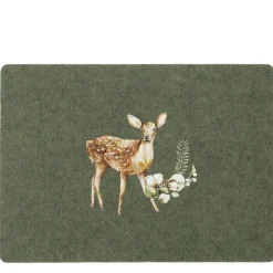 Filz Tischset Hirsch Luca, Bambi mit Blumen, 45x35cm, Boltze Home Collections