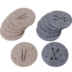 Filz Untersetzer Mountains Skistöcke, Ø10cm, Boltze Home Collections
