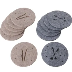 Filz Untersetzer Mountains Skistöcke, Ø10cm, Boltze Home Collections