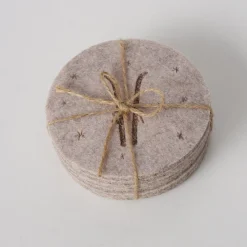 Filz Untersetzer Mountains Ski, Ø10cm, beige, 6tlg, Boltze Home Collections