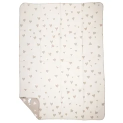 Fleecedecke Herz, Wendedecke mit kleinen und großen Herzen, creme-beige, 130x180cm, Mars & More