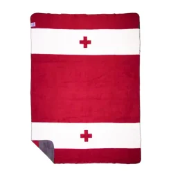 Fleecedecke Schweiz, Wendedecke Schweiz Kreuz weiß-rot, 150x200cm, Mars & More