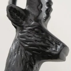 Garderobenhaken Steinbock Ali, Steinbockkopf aus schwarzem Metall, 21cm, Boltze Home Collections