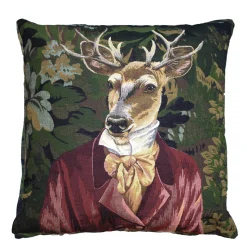 Gobelin Kissen Hirsch, Baron Hirsch bordeaux, 45x45cm, Mars & More