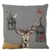Gobelin Kissen Hirsch Funky, Hirsch mit Vogelkäfig, 45x45cm, Mars & More