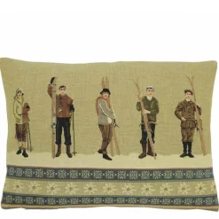 Gobelin Kissen Ski Winternostalgie, 5 Skifahrer Nostalgie, 30x45cm, Mars & More