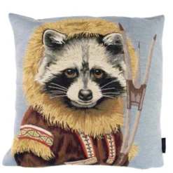 Gobelin Kissen Waschbär, Nordic Waschbär mit Mantel und Kapuze, 45x45cm, Mars & More