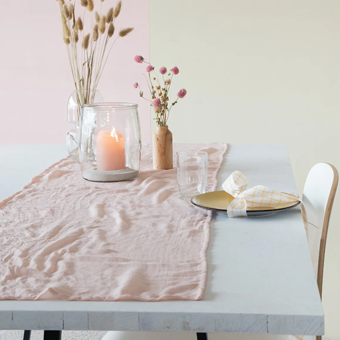 Halbach Tischläufer washed denim, Baumwoll-Optik, 44cmx160cm