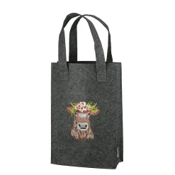 Henkeltasche Kuh Adelheid, Filztasche mit Henkel und Kuhmotiv bestickt, 30x20cm, Gilde