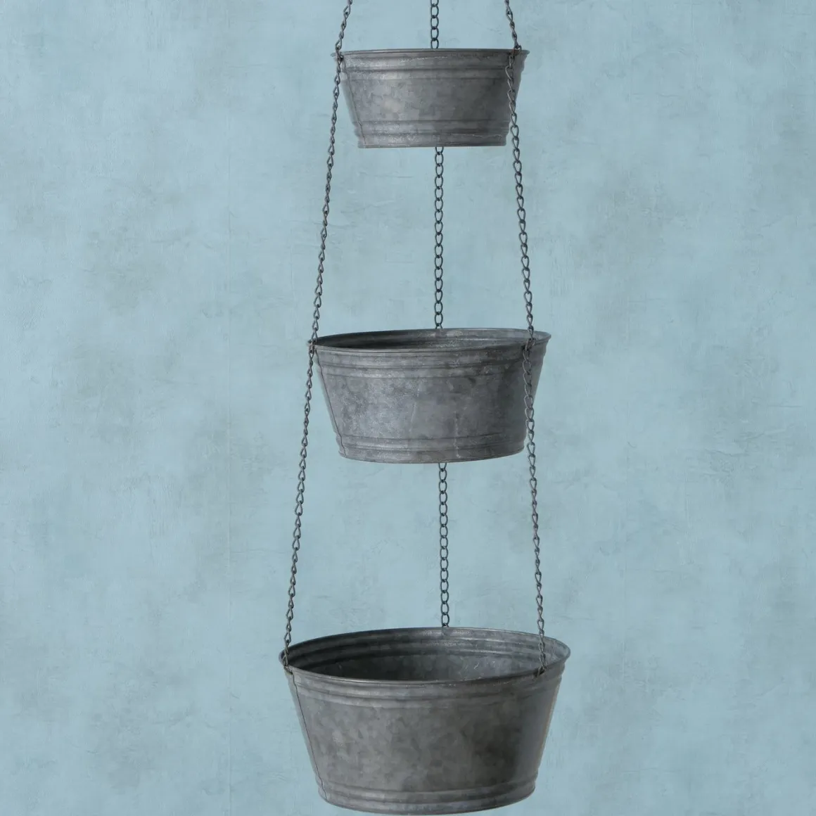 Hängeetagere Patino, Etagere aus Zink, 3 Pflanztöpfe, 115cm, Boltze Home Collections