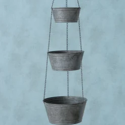 Hängeetagere Patino, Etagere aus Zink, 3 Pflanztöpfe, 115cm, Boltze Home Collections