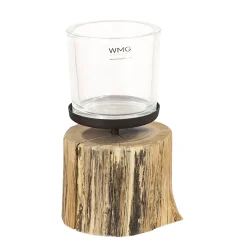 Holz Windlicht Eiche natur, 26cm, Naturholz Kerzenständer, WMG Grünberger