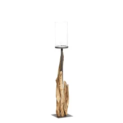 Holz Windlicht Raisa Jamilia, Naturholz, 110cm, WMG Grünberger