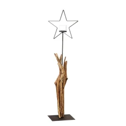 Holz Windlicht Stern, Treibholz/Eisen, 130cm, WMG Grünberger